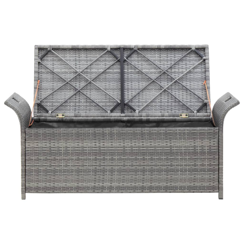 Sitzbank mit Stauraum und Kissen Grau 138 cm Poly Rattan