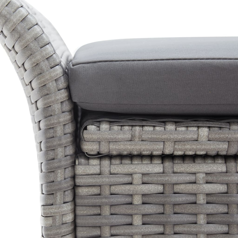 Sitzbank mit Stauraum und Kissen Grau 138 cm Poly Rattan