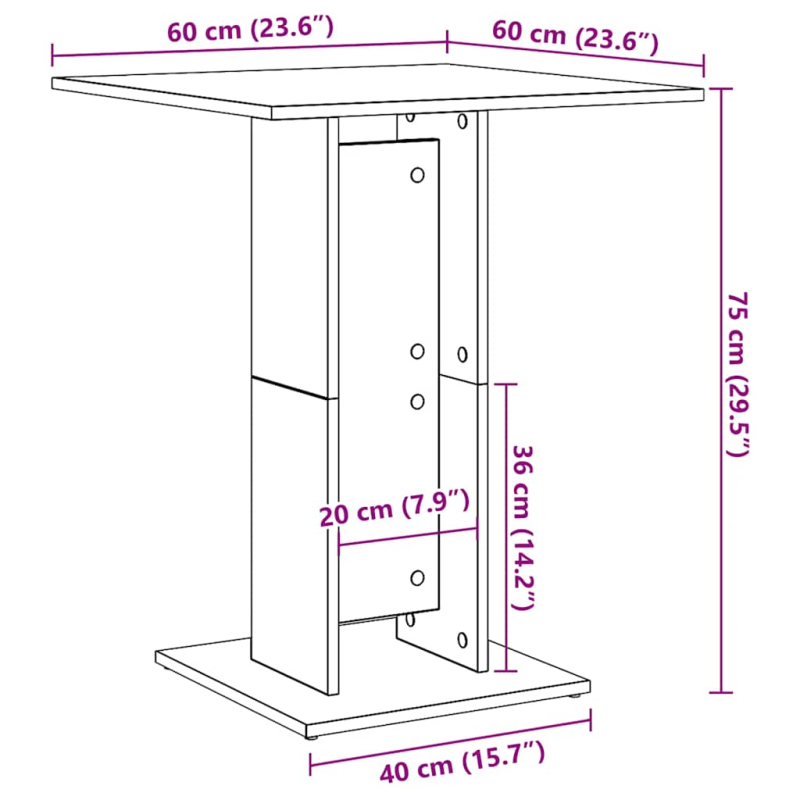 Bistrotisch Schwarz 60x60x75 cm Holzwerkstoff