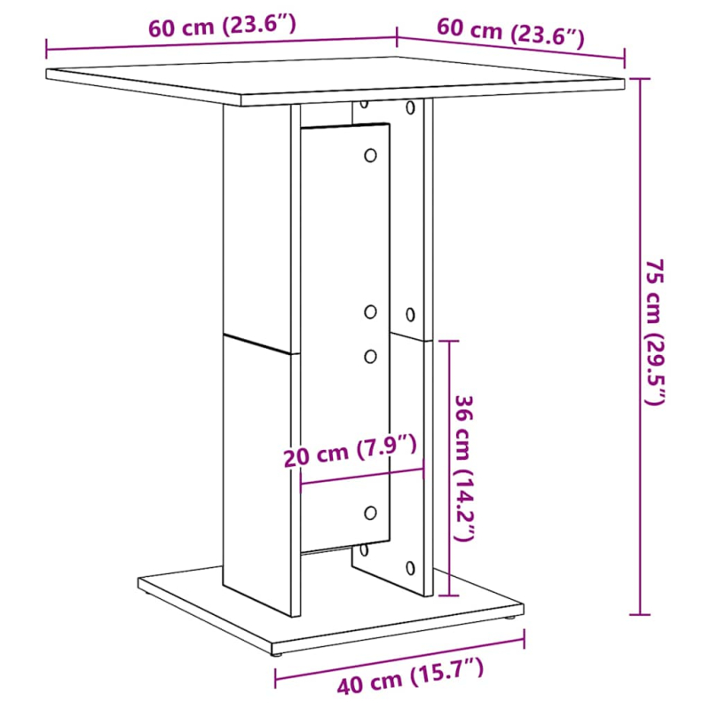 Bistrotisch Sonoma-Eiche 60x60x75 cm Holzwerkstoff