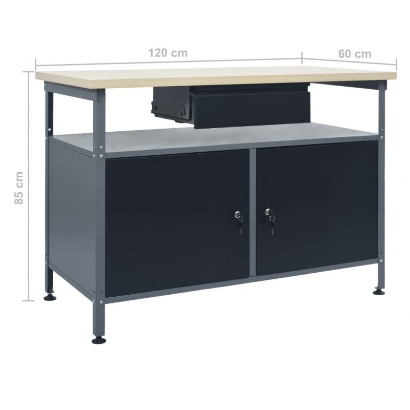 Werkbank mit 3 Werkzeugwänden und 1 Wandschrank