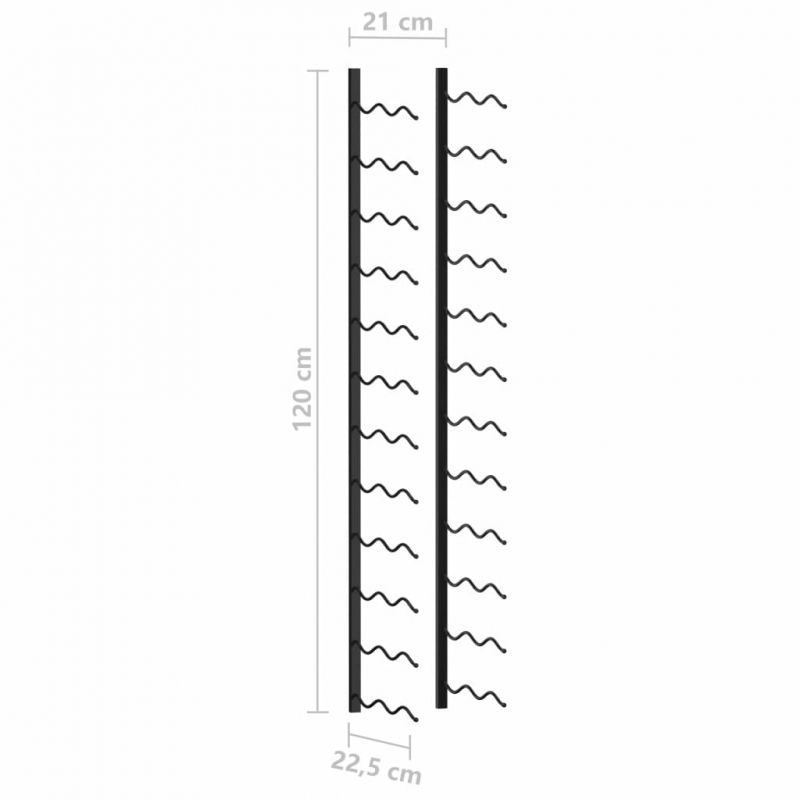 Wand-Weinregal für 24 Flaschen Schwarz Eisen