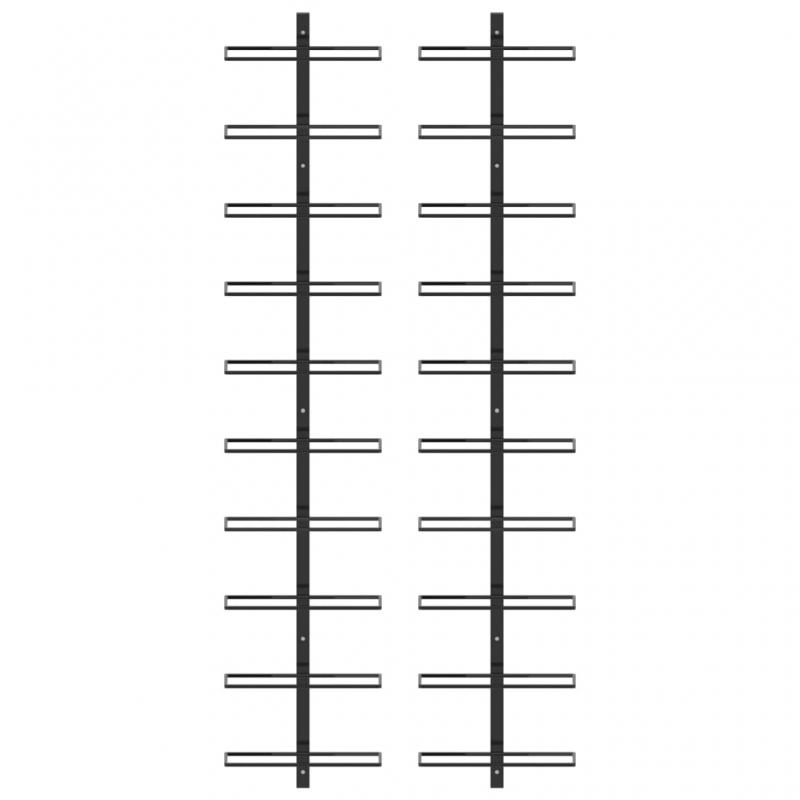 Wand-Weinregale für 20 Flaschen 2 Stk. Schwarz Metall