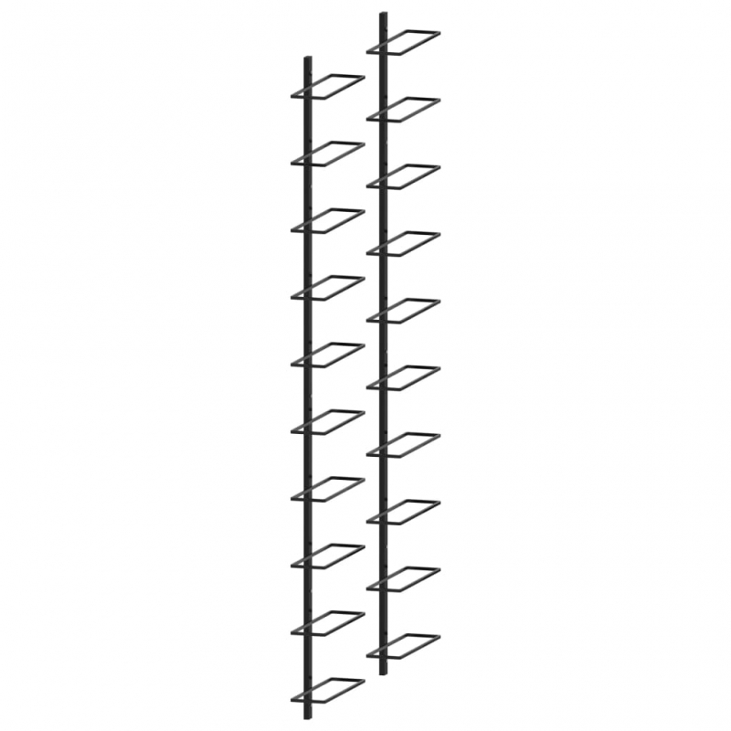 Wand-Weinregale für 20 Flaschen 2 Stk. Schwarz Metall