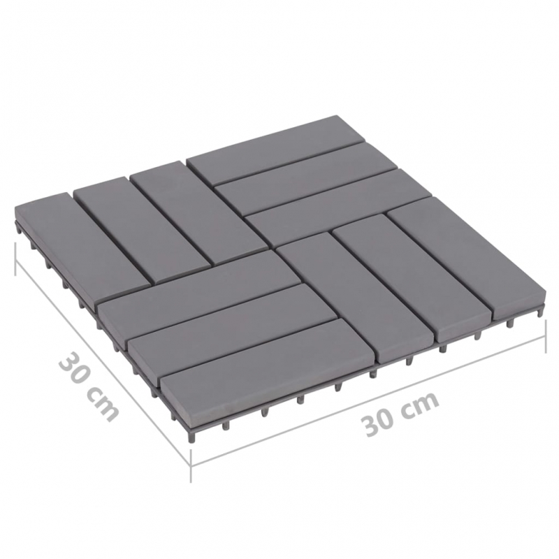 Terrassenfliesen 20 Stk. Grau 30 x 30 cm Massivholz Akazie