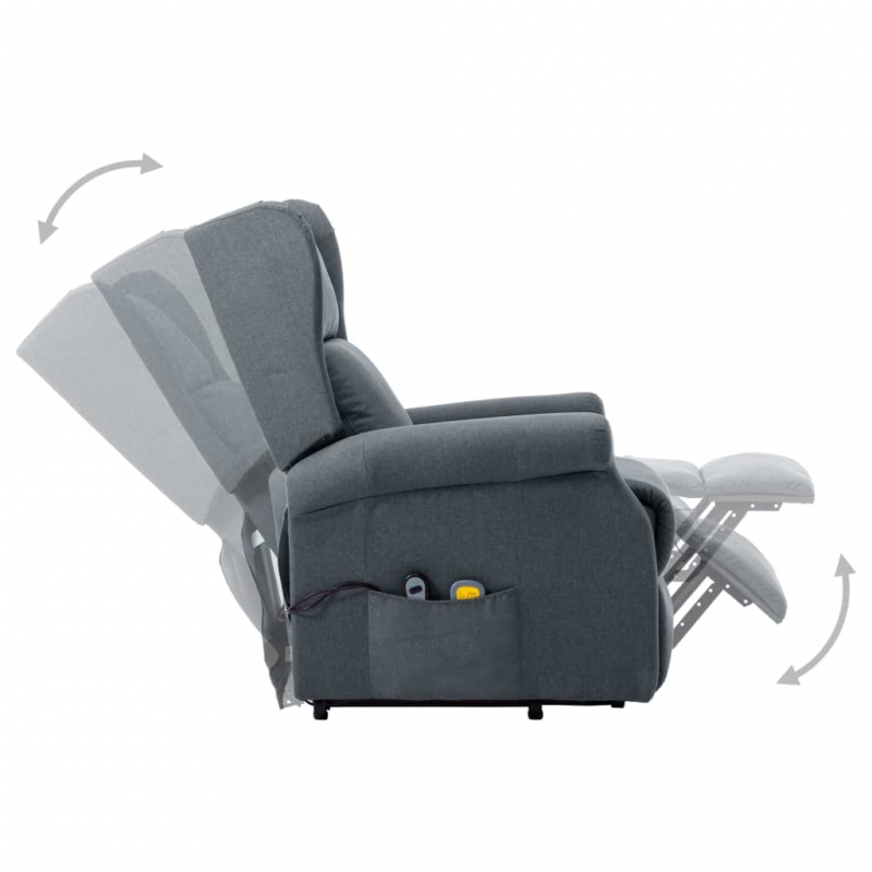 Massagesessel mit Aufstehhilfe Hellgrau Stoff