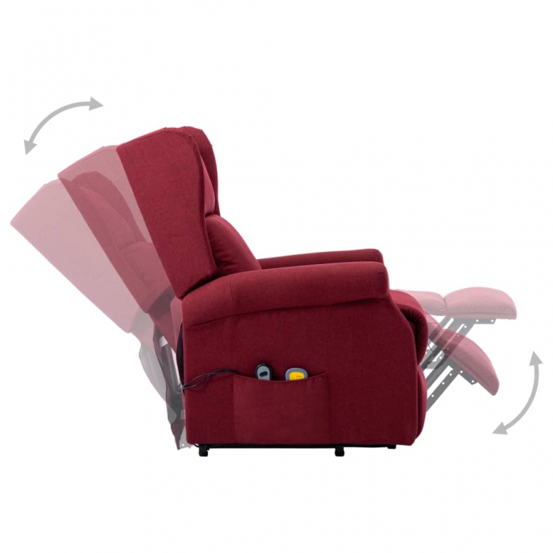 Massagesessel mit Aufstehhilfe Weinrot Stoff