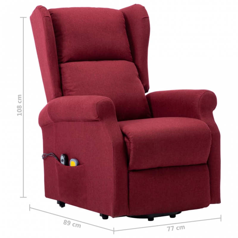 Massagesessel mit Aufstehhilfe Weinrot Stoff