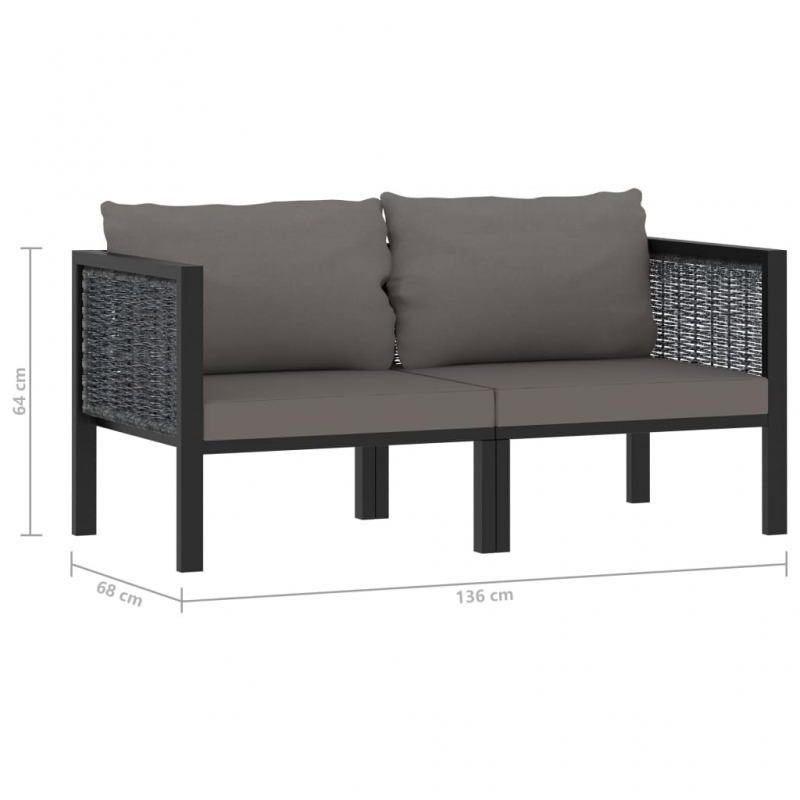 2-Sitzer-Sofa mit Auflage Anthrazit Poly Rattan