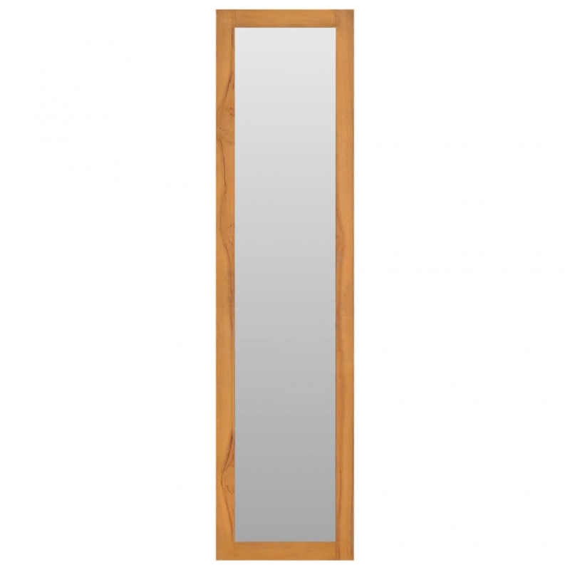 Wandspiegel mit Regalen 30×30×120 cm Teak Massivholz