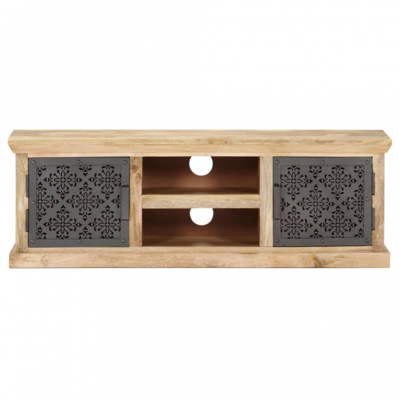 TV-Schrank mit Stahltüren 120x30x40 cm Mango Massivholz