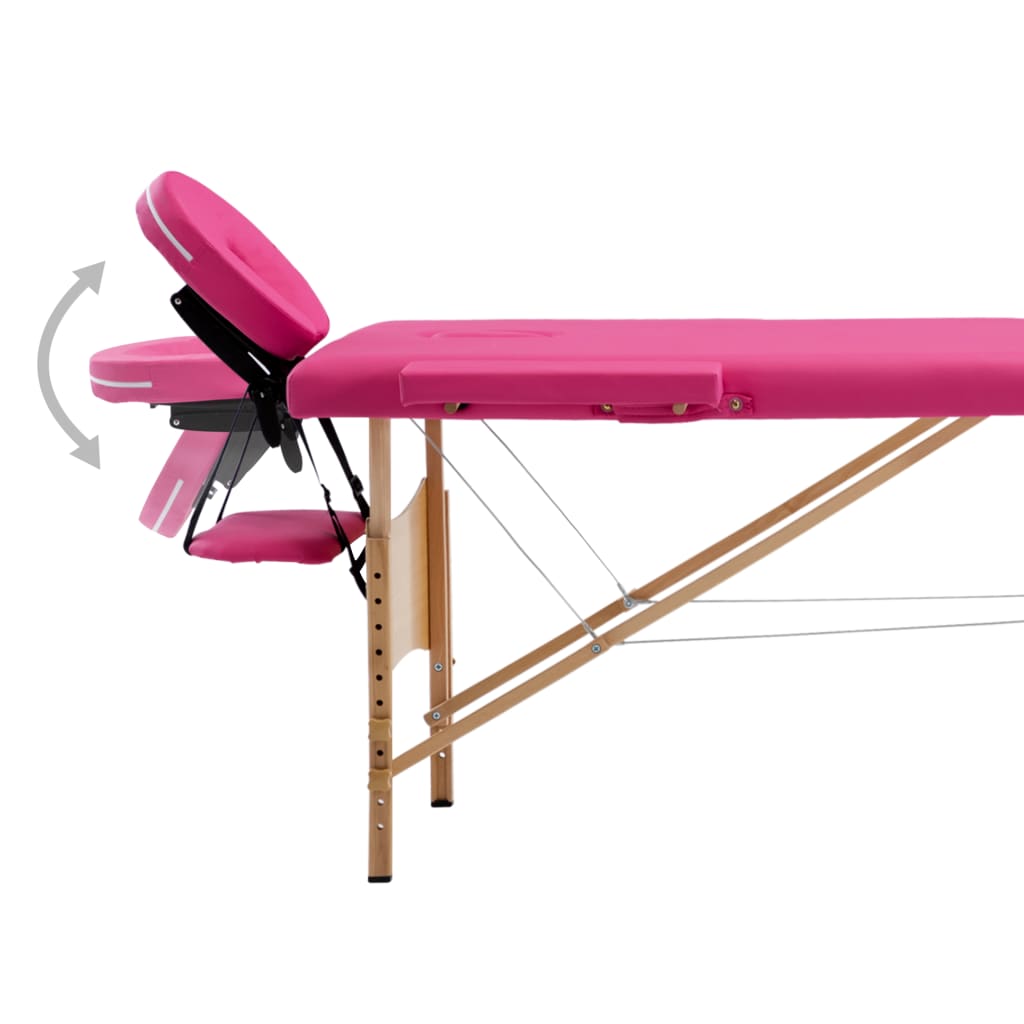 Massagetisch Klappbar 2 Zonen Holz Rosa