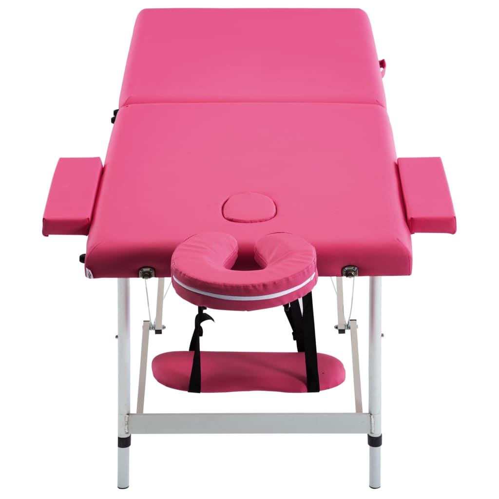 Massagetisch Klappbar 2 Zonen Aluminium Rosa