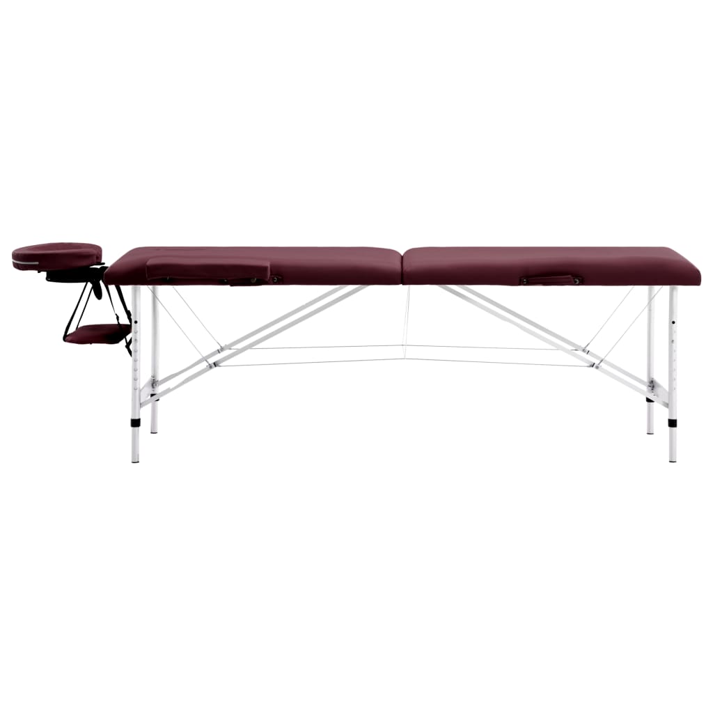 Massagetisch Klappbar 2 Zonen Aluminium Lila