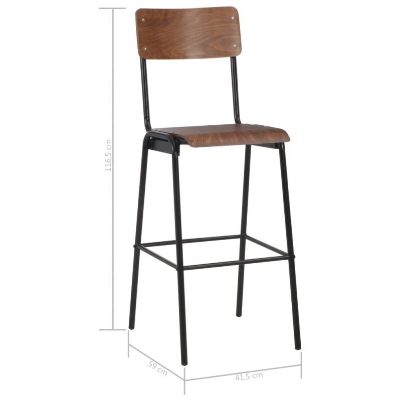 Barhocker 4 Stk. Massives Sperrholz Stahl