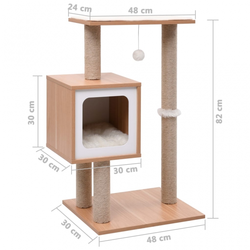 Katzen-Kratzbaum mit Sisal-Kratzmatte 82 cm