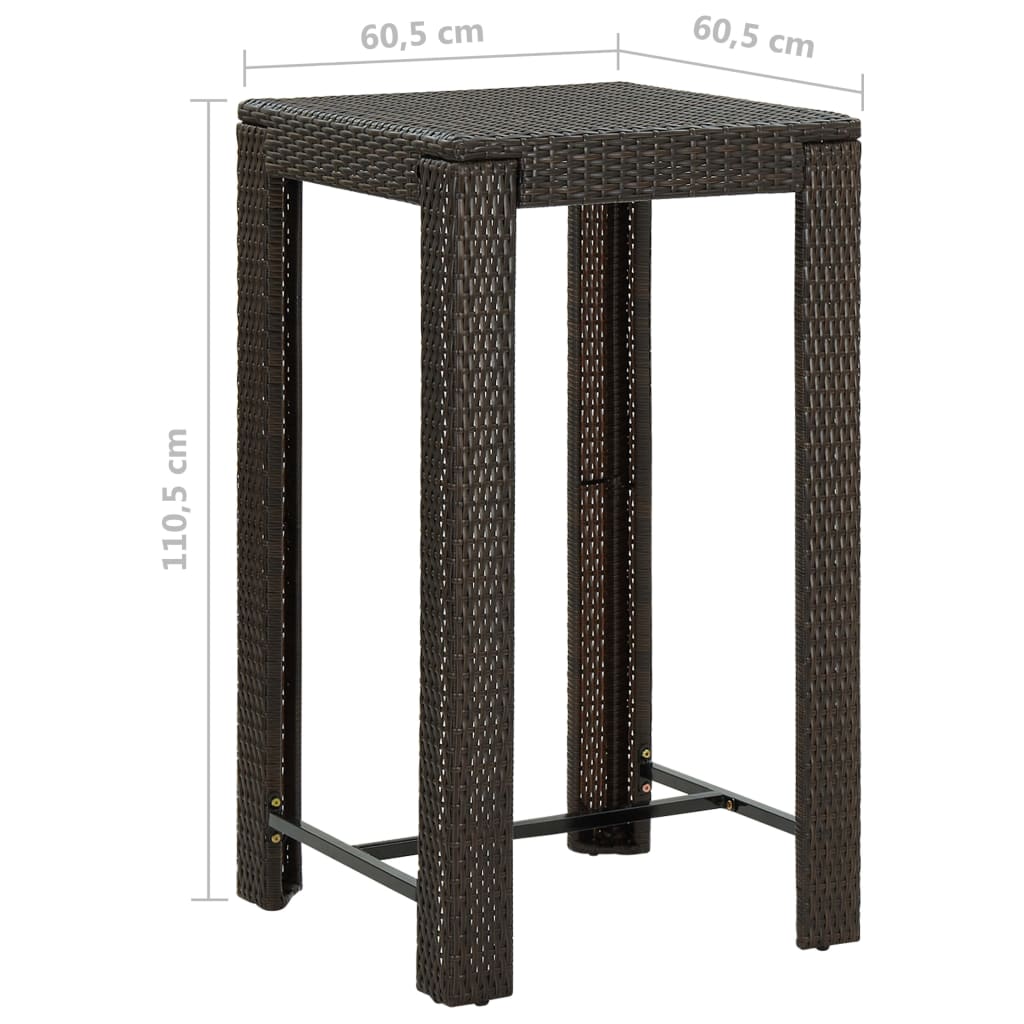 Garten-Bartisch Braun 60,5x60,5x110,5 cm Poly Rattan