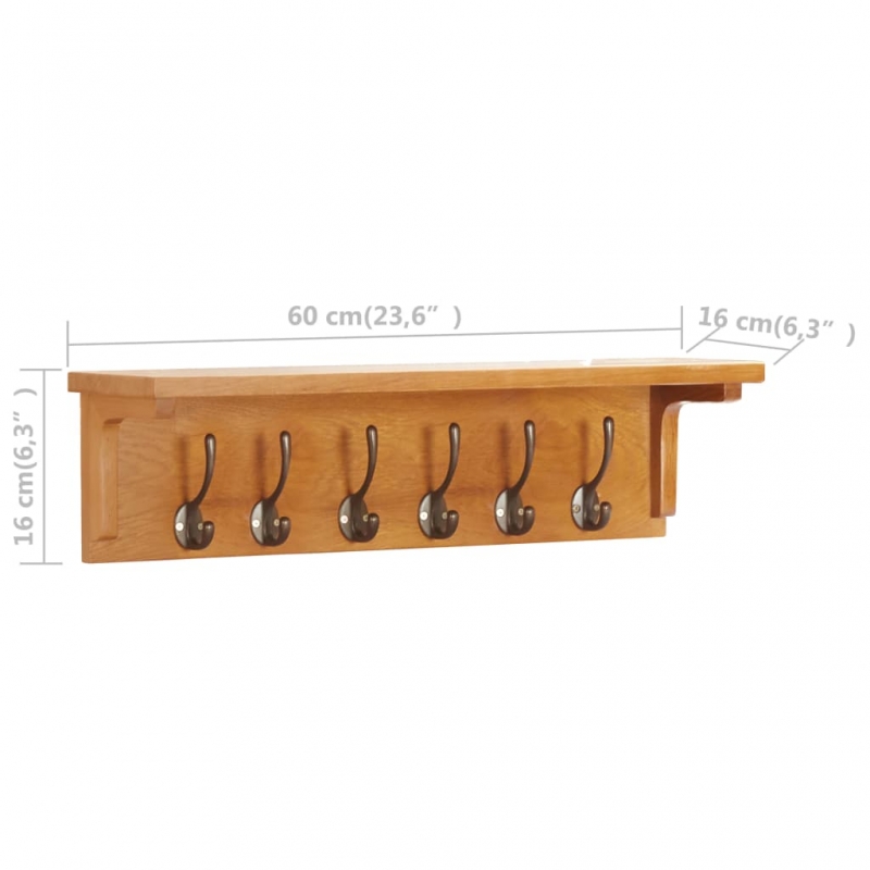 Wandgarderobe 60x16x16 cm Massivholz Eiche