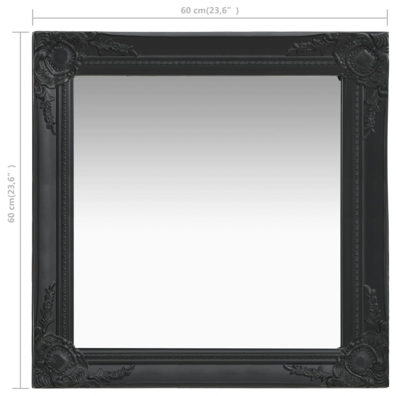Wandspiegel im Barock-Stil 60x60 cm Schwarz