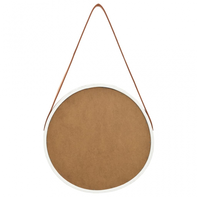 Wandspiegel mit Gürtel 40 cm Weiß