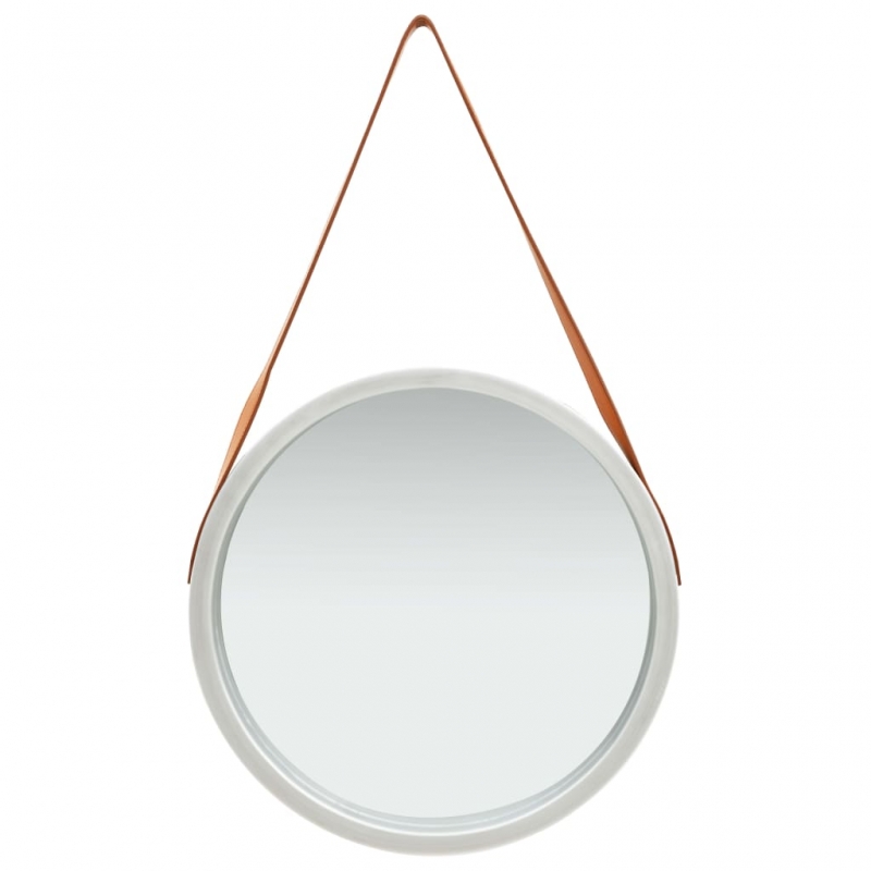 Wandspiegel mit Gürtel 50 cm Silbern