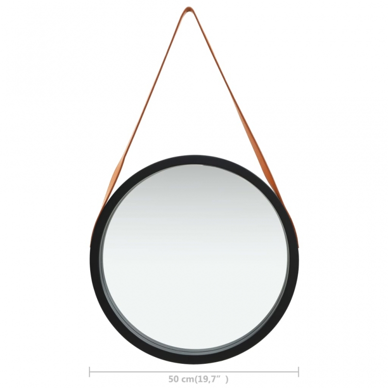 Wandspiegel mit Gürtel 50 cm Schwarz