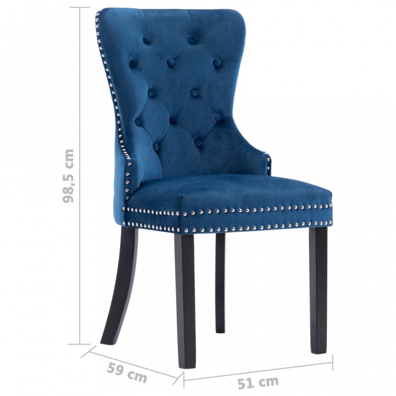 Esszimmerstühle 2 Stk. Blau Samt