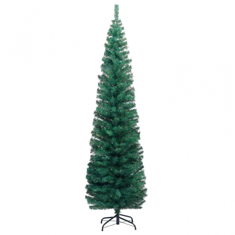 Künstlicher Weihnachtsbaum Schlank mit Ständer Grün 180 cm PVC