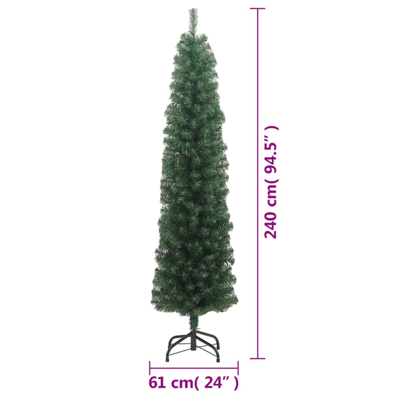 Künstlicher Weihnachtsbaum Schlank mit Ständer Grün 240 cm PVC