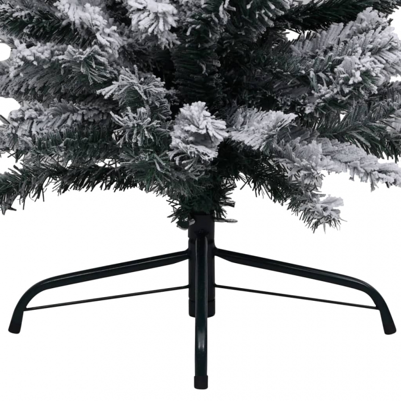 Künstlicher Weihnachtsbaum Schlank mit Schnee Grün 150 cm PVC