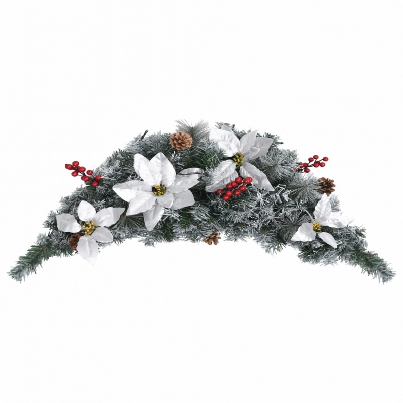 Weihnachts-Türbogen mit LED-Lichtern Grün 90 cm PVC