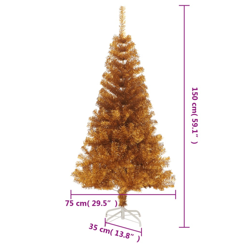Künstlicher Weihnachtsbaum mit Ständer Gold 150 cm PET