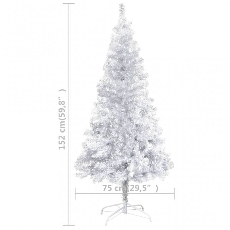 Künstlicher Weihnachtsbaum mit Ständer Silber 150 cm PET