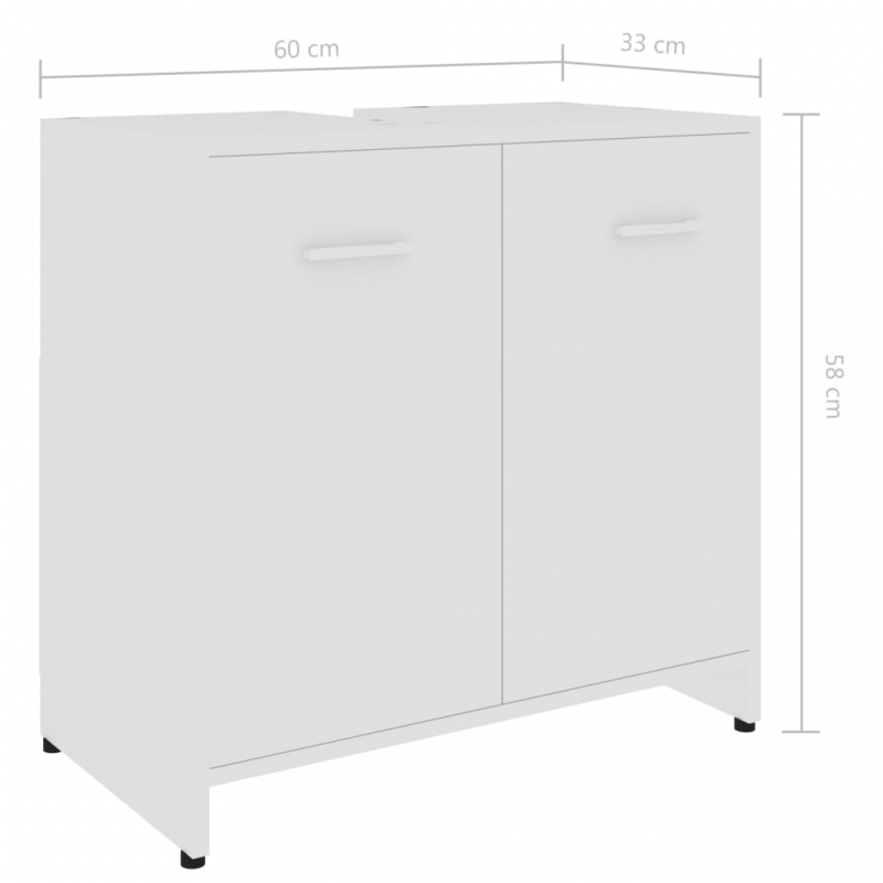 Badezimmerschrank Weiß 60x33x61 cm Holzwerkstoff