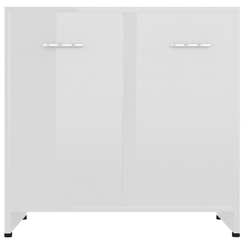 Badezimmerschrank Hochglanz-Weiß 60x33x61 cm Holzwerkstoff
