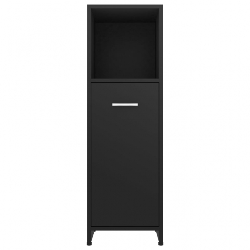 Badezimmerschrank Schwarz 30x30x95 cm Holzwerkstoff