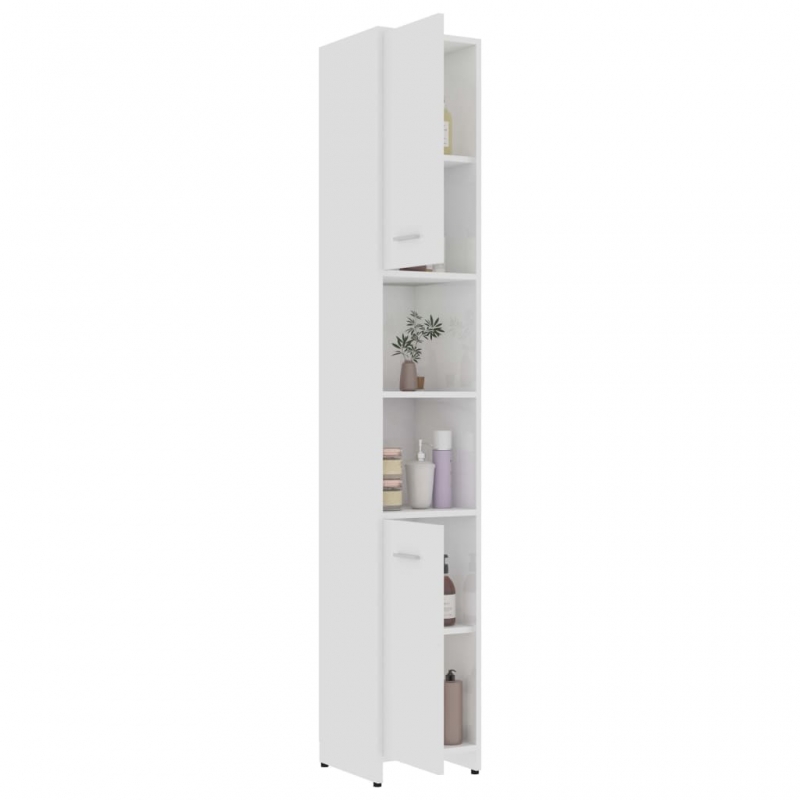 Badezimmerschrank Hochglanz-Weiß 30x30x183,5 cm Holzwerkstoff