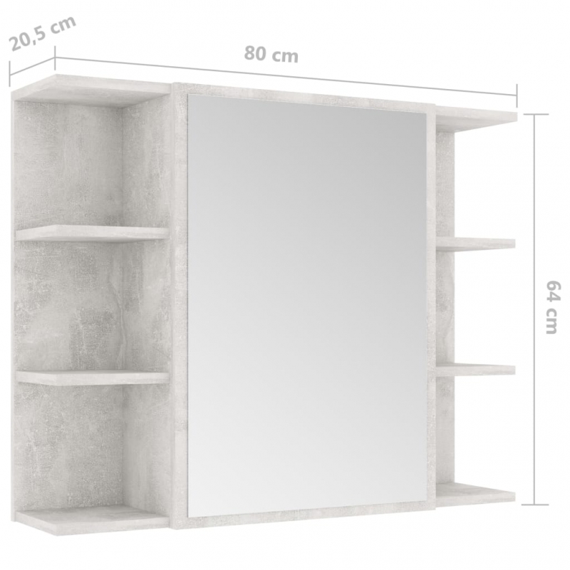 Bad-Spiegelschrank Betongrau 80x20,5x64 cm Holzwerkstoff