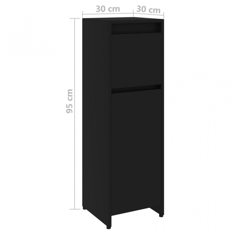 Badezimmerschrank Schwarz 30x30x95 cm Holzwerkstoff