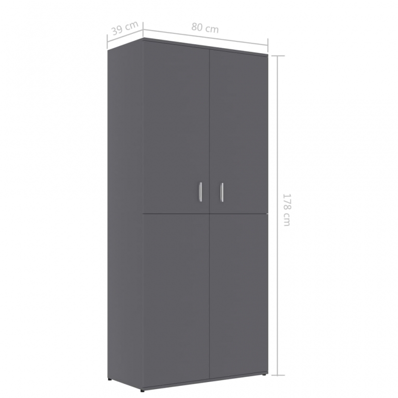 Schuhschrank Grau 80×39×178 cm Holzwerkstoff