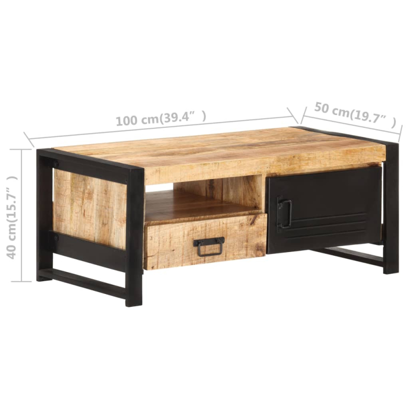 Couchtisch 100x50x40 cm Raues Mangoholz