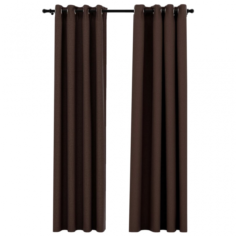 Verdunkelungsvorhänge Ösen Leinenoptik 2 Stk. Taupe 140x225 cm
