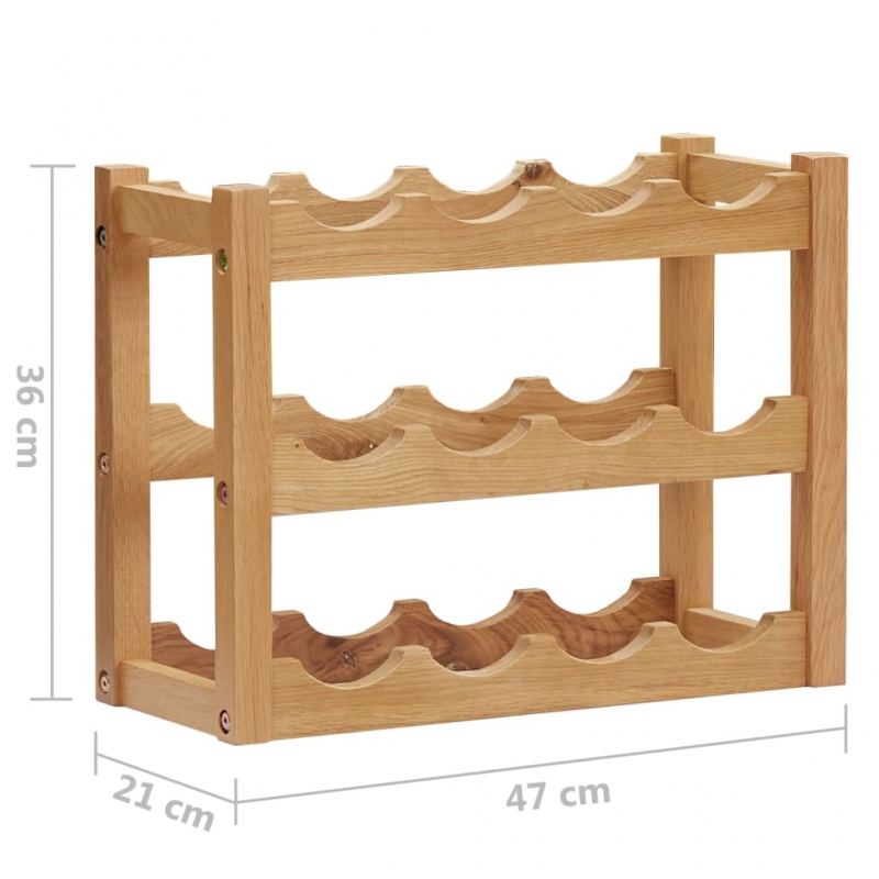 Weinregal für 12 Flaschen 47 x 21 x 36 cm Eiche Massivholz