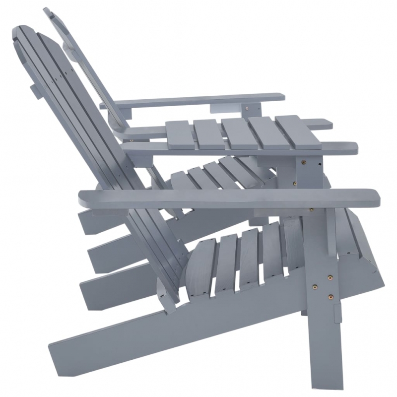 Adirondack-Gartenstühle mit Tisch Massivholz Tanne Grau