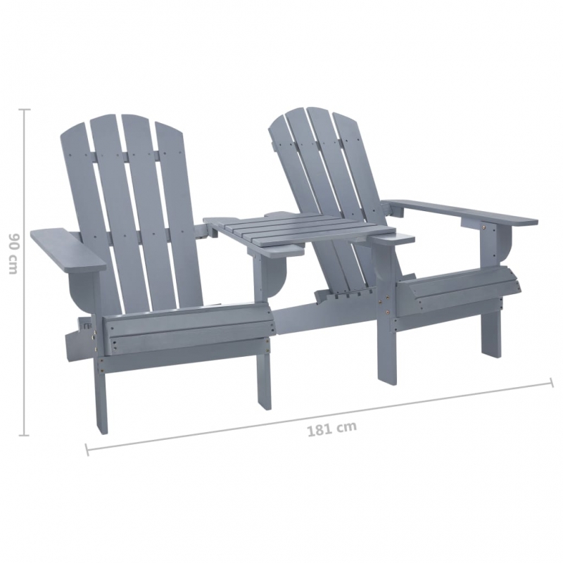 Adirondack-Gartenstühle mit Tisch Massivholz Tanne Grau