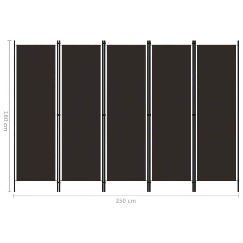 5-tlg. Raumteiler Braun 250x180 cm