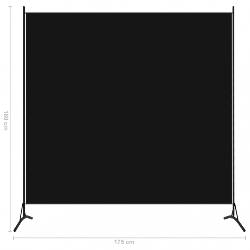 1-tlg. Raumteiler Schwarz 175x180 cm