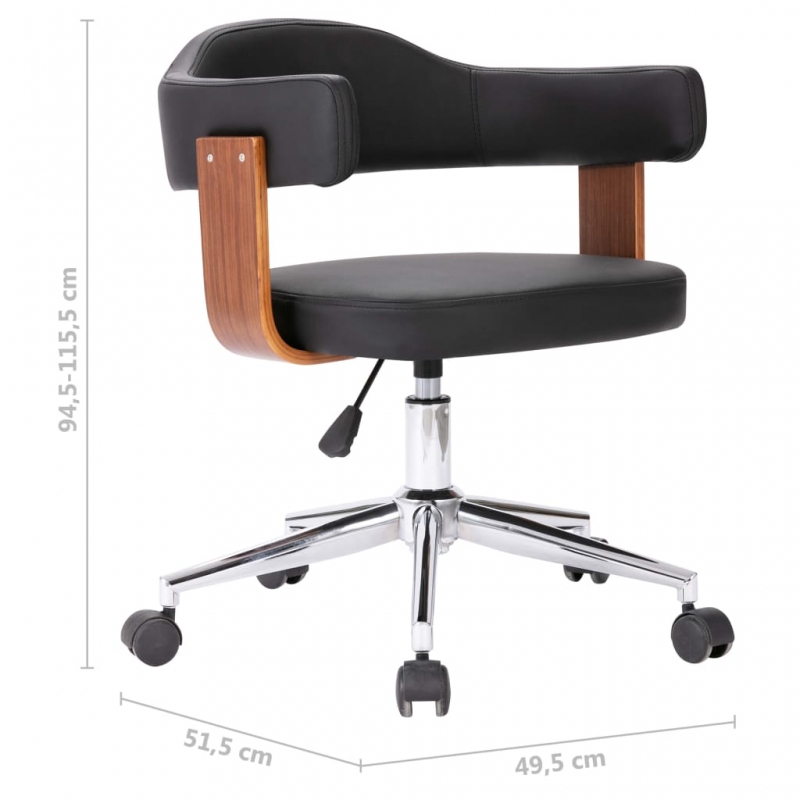 Esszimmerstühle 2 Stk. Drehbar Schwarz Bugholz und Kunstleder