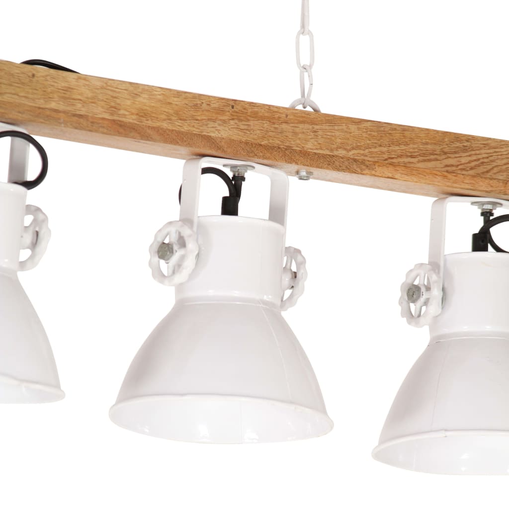 Deckenlampe Industriestil Weiß E27 Mangoholz