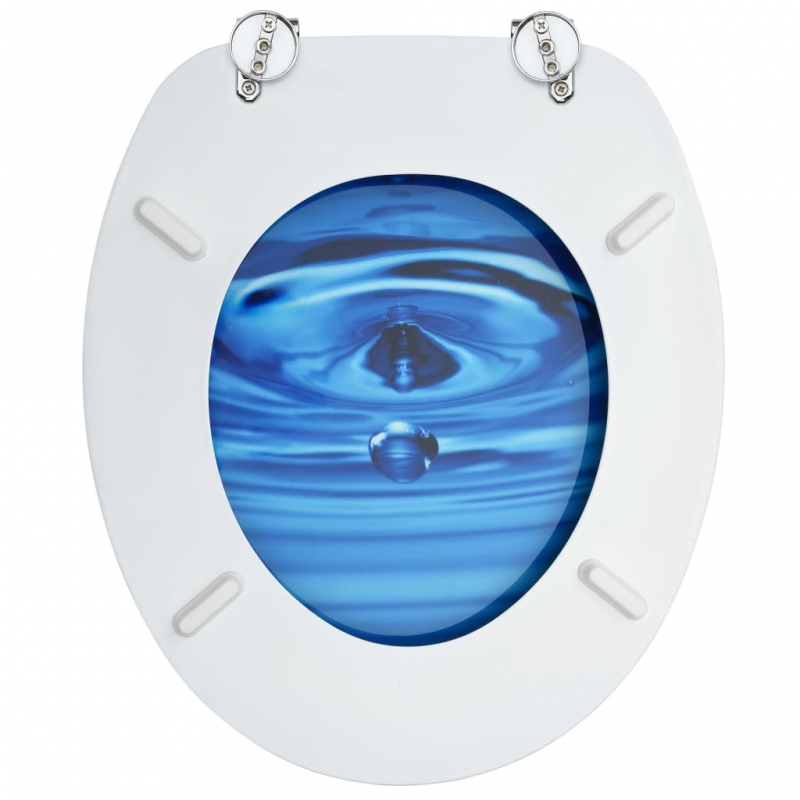 Toilettensitz mit Deckel MDF Blau Wassertropfen-Design